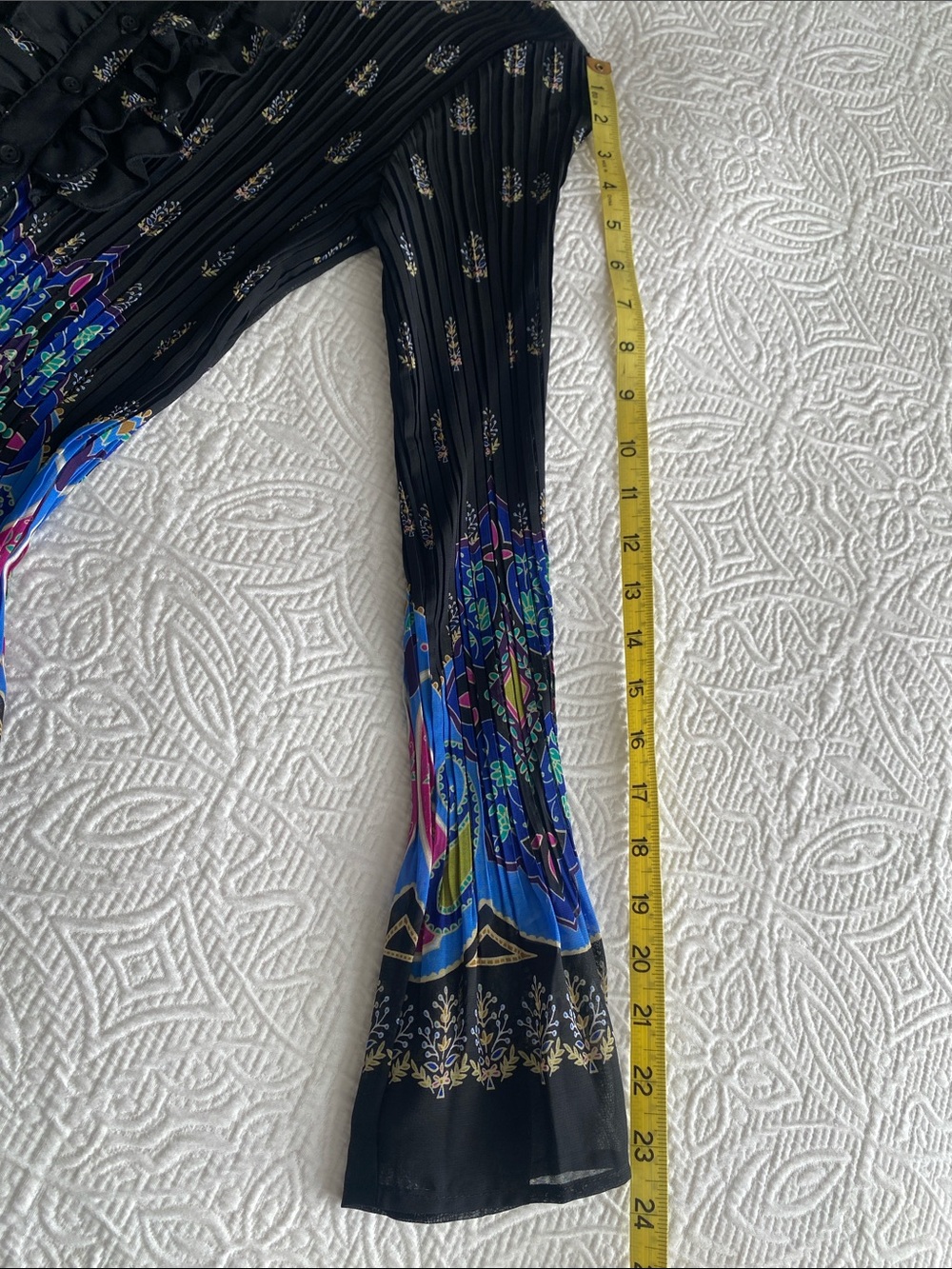 KEREN HART Black Ruffle Button-Front Blouse with Blue Yellow & Pink Florals - Picture 10 of 15